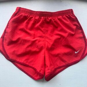 Girls red large dri fit running shorts EUC